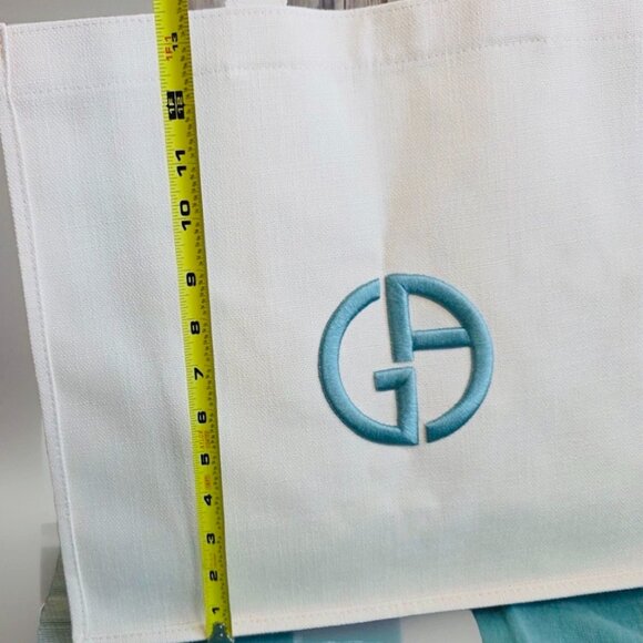 Giorgio Armani Beach Towel &Tote Set,Green Cotton Towel with Cream Bag,Boxed,NEW - Picture 10 of 15